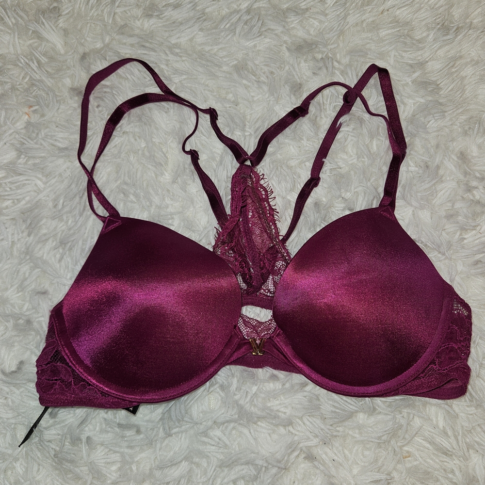 VS Burgundy Lace Back Bra